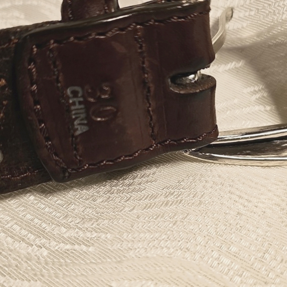 Braided bourbon brown leather belt with silver filligre buckle vintage 1995 w 30 - Picture 5 of 7